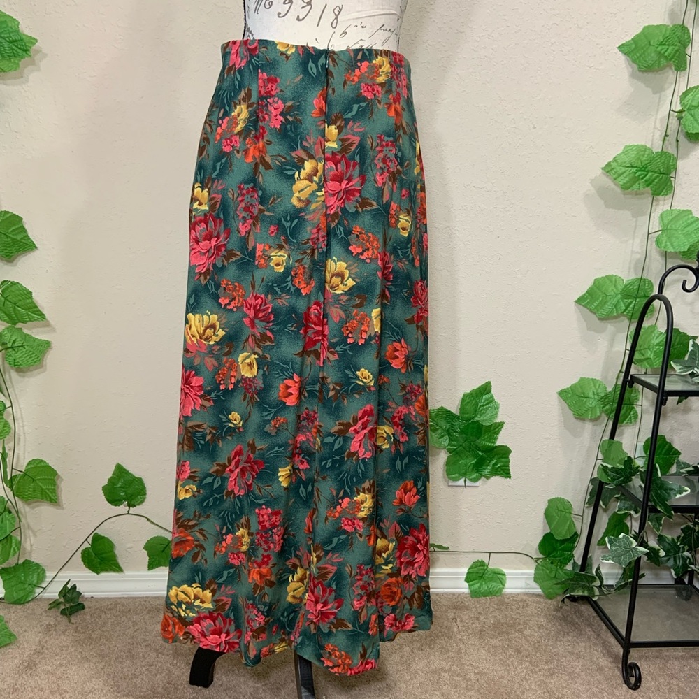 Vintage 90’s Green Floral Ankle Skirt Fairy - Picture 6 of 7